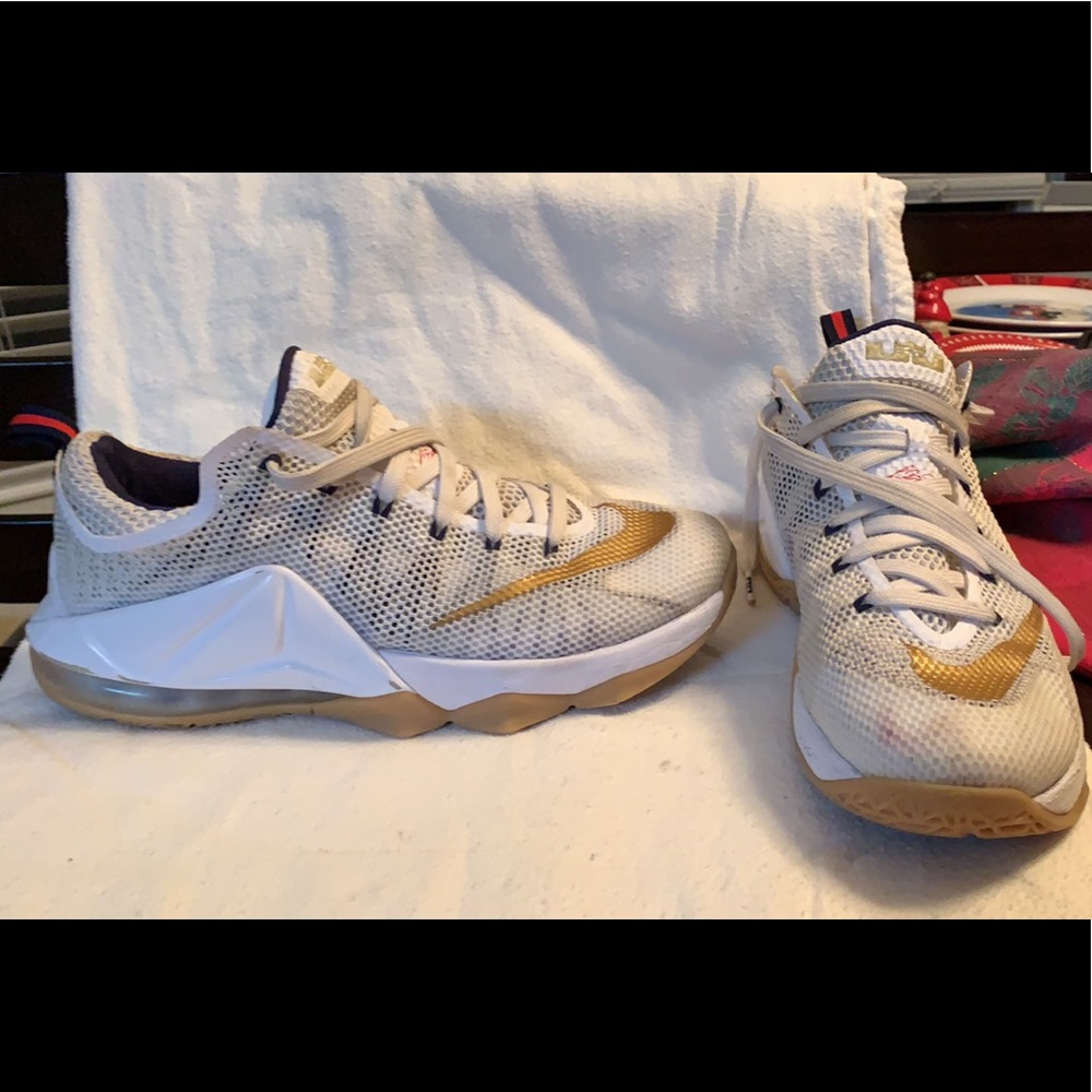 Nike Lebron 12 Low USA Olympic White Gold Size 9